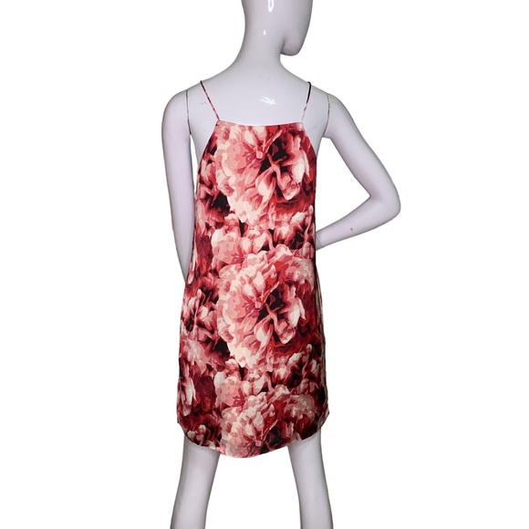 Adrianna Papell Floral Print Dress Red Pink Spaghetti Straps Full Lining Size M - Picture 5 of 7